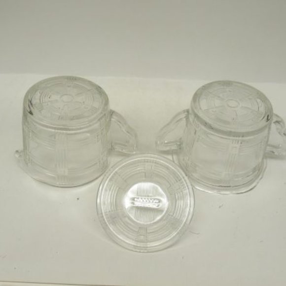 Hazel Atlas Crystal CRISS CROSS CRISSCROSS Creamer, Sugar Bowl and Lid - Scarce - Picture 4 of 4
